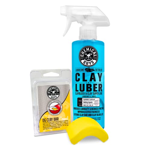 Chemical Guys, OG Clay Bar & Luber Synthetic Lube Kit, Medium Duty, 2-Piece | Light to medium clay bar with lubricant lifts overspray, fallout and bonded grime from paint, glass and metal - style: OG Light/ Medium Clay Bar Kit