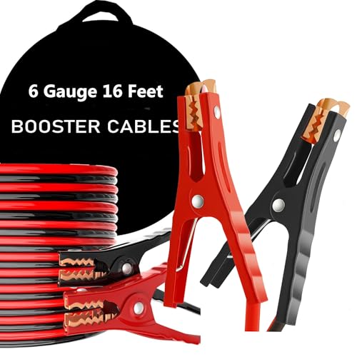 6 Gauge-16 Feet Battery Jumper Cables with Heavy-Duty Alligator Clamps - Reliable and Durable Car Battery Booster Cables for Quick and Safe Jump Starts,Ideal for Trucks,SUVs, and Cars - size: 6-Gauge (16 Feet)