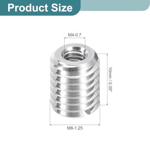 uxcell 10Pcs Threaded Inserts, M4-0.7x10 & M8-1.25x10 Stainless Steel 303 Screw Thread Sleeves Thread Repair Insert for Mechanical Equipment - size: M4-0.7x10 & M8-1.25x10mm