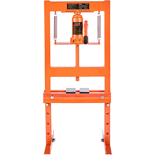 VEVOR Hydraulic 6 Ton H-Frame Garage Floor Adjustable Shop Press with Plates, 6T, Orange - size: 6T