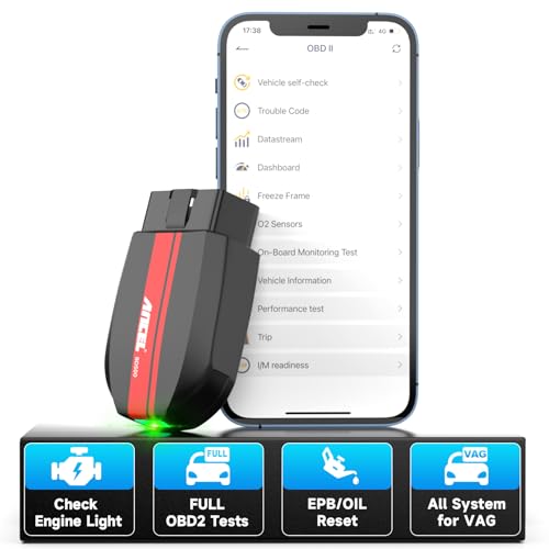 ANCEL BD500 Bluetooth Diagnostic Scan Tool for VW Audi Seat Skoda Diagnosis, Full Systems Volkswagen OBD2 Scanner Vag Car Code Reader with Battery Check EPB Reset for iPhone, iPad & Android - color: red