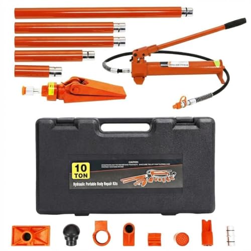 Porta Power Hydraulic Jack Kit with Leak-Proof Hose, Auto Body Frame Repair Tool for Lifting & Metal Bending, Heavy Duty Hydraulic Ram Set with Storage Case