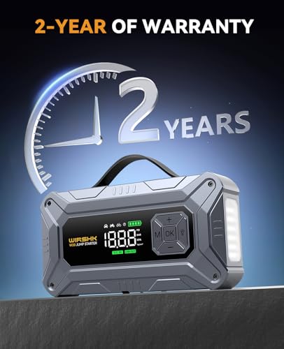 8000A Jump Starter with Air Compressor, 160PSI, 12V | 8000A battery booster and 160PSI tire inflator for roadside emergencies, road trips and camping - size: L-20