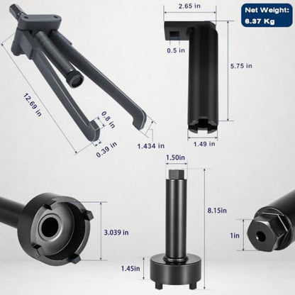 Lower Bearing Carrier Puller,Retainer & Drive Shaft Bearing Retainer Wrench | Replace# 91-61069, 91-43506, Heavy Duty Marine Outboard Lower Unit Repair Wrench Tool Kit - size: Puller & Wrench Set