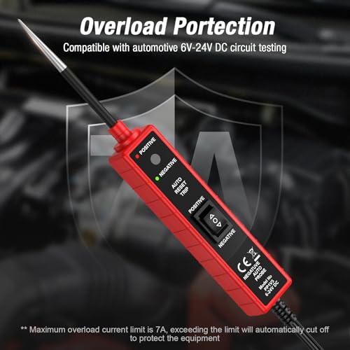 Power Circuit Probe Tester Automotive, 6V-24V DC Car Test Light | Circuit Short&Open Finder, Car Circuit Tester Diagnostic Tool with Continuity/Component/Grouding/Polarity Test - color: CC0361-Red