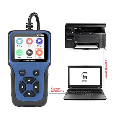 Battery Load Scanner Tool, 2.8 inch Display 12V Car Battery Tester V311B Multi Functional 100-2000CCA Powerful for Pick Up Truck