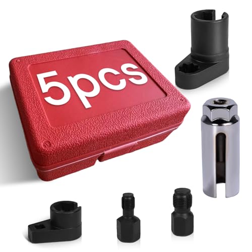O2 Oxygen Sensor Socket Thread Chaser Set, Automotive O2 Oxygen Sensor Socket, Offset 02 Sensor Wrench Removal Tool and Thread Chaser Tool - color: 5pcs, size: 1/2*3/8*7/8