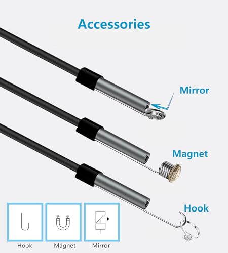 5.5 mm Borescope Inspection Snake Camera Waterproof,USB C Endoscope for Phone, Computer, 16.4 Ft Semi-Rigid Cord with 6 LED Lights, Compatible with Windows