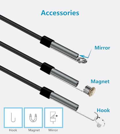 5.5 mm Borescope Inspection Snake Camera Waterproof,USB C Endoscope for Phone, Computer, 16.4 Ft Semi-Rigid Cord with 6 LED Lights, Compatible with Windows