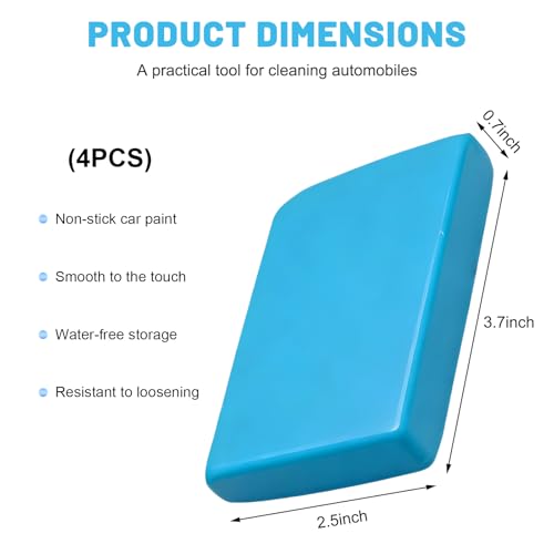 Sun Walker 4 PCS Car Clay Bars (4×180g), No Scratch Auto Detailing Cleaner with Washing & Adsorption Capacity, Universal Premium Glass Clay Bars Kit for SUV RV Truck, Car Accessories (Blue) - color: Blue