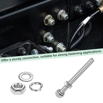 M METERXITY 10-Pack Hex Head Screw Bolt with Nuts Flat & Lock Washers M5x55mm Stainless Steel Bolts and Nuts Kit Fully Threaded Metric Bolt Assortment for Equipment/Machinery - size: M5x55mm