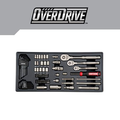 CRAFTSMAN OVERDRIVE 284-Piece Gunmetal Chrome Mechanics Tool Set, Standard SAE/Metric Socket Set, with Hard Case (CMMT99284)