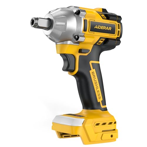 20V Cordless Impact Wrench for DeWalt Battery 500Nm (369Ft-Lbs) | 1/2" & 1/4" Brushless Impact Gun, 2-Speed High Torque Power Tool for Tire Removal, Rusted Bolts, Car Maintenance(No Battery) - color: Yellow+369ft-lbs