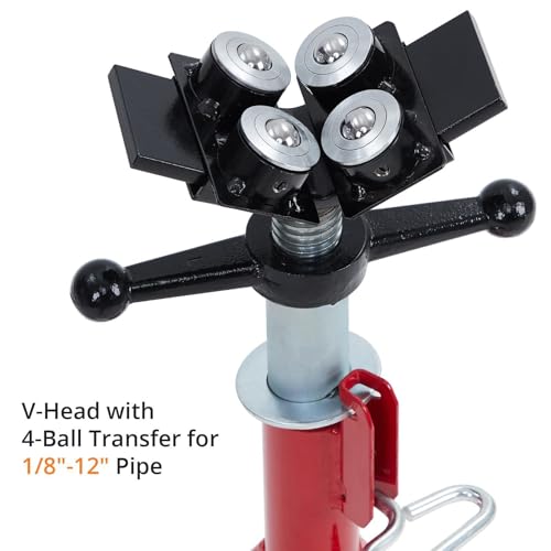 Heavy-Duty Pipe Stand, Adjustable Height 28-52 Inches,Folding Pipe Jack Stand with 4-Ball Transfer V-Head,2500 Lbs Load Capacity,Ideal for Construction Projects,Welding and Automotive. - size: 4-Balls