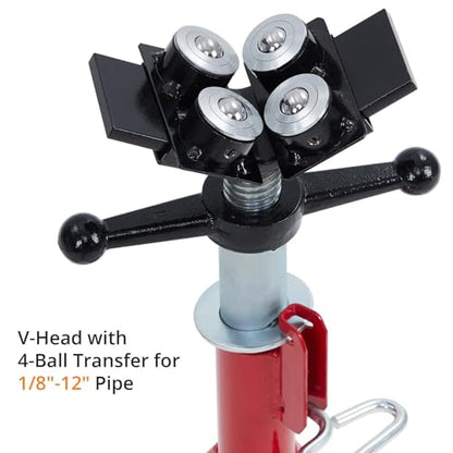 Heavy-Duty Pipe Stand, Adjustable Height 28-52 Inches,Folding Pipe Jack Stand with 4-Ball Transfer V-Head,2500 Lbs Load Capacity,Ideal for Construction Projects,Welding and Automotive. - size: 4-Balls