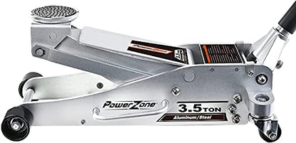 Power Zone Dual Pump Quick Lift 3-1/2 Ton Aluminum and Steel Racing Jack, Lift Range: 4-1/8” to 18-5/16”, Silver (680063-A)