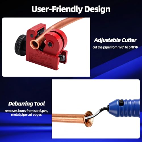 8MILELAKE Brake Line Flaring Tool Kit, 45 & 37 Degree Flaring Tool Set, Single Bubble Double Flare Tool for Brake Lines, Brake Tube Line Flaring Tool for 3/16" 1/4" 5/16" 3/8"