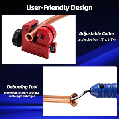 8MILELAKE Brake Line Flaring Tool Kit, 45 & 37 Degree Flaring Tool Set, Single Bubble Double Flare Tool for Brake Lines, Brake Tube Line Flaring Tool for 3/16" 1/4" 5/16" 3/8"