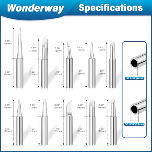 Tip Cleaning Kit, Solder Wick, 0.6mm Solder Wire, Solder Iron Tip, Brass Cleaning Wire, Soldering Tip Cleaner, Cleaning Sponge & Solder Flux, Supplied By Wonderway (SWK-002) - color: Swk-002