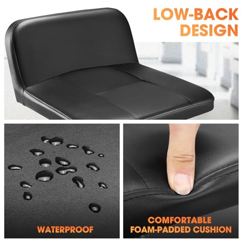 DNA Motoring Rolling Padded Seat Adjustable Height Seat 330lbs Capacity Rolling Mechanic Creeper Stool, W/Tool Storage Drawer & Tray, Black, TOOLS-00601 - style: Round Tray Black