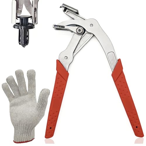 Car Clip Pliers, Clip Removal Pliers, Auto Trim Removal Tool for Automotive Fasteners, Push Pin & Door Panel Clips, Damage-Free Interior & Exterior Disassembly Tool with Glove