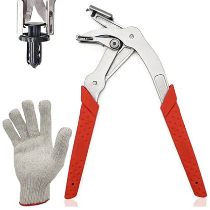 Car Clip Pliers, Clip Removal Pliers, Auto Trim Removal Tool for Automotive Fasteners, Push Pin & Door Panel Clips, Damage-Free Interior & Exterior Disassembly Tool with Glove