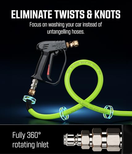 McKillans® Short Pressure Washer Gun with Swivel - High Pressure Water Handle with 3/8" Male Plug and 1/4” Quick Connector Coupler - Power Washer Gun Compatible with Foam Cannon - Car Wash Foam Gun - color: Swivel Gun