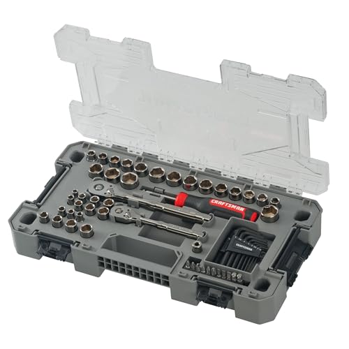 CRAFTSMAN OVERDRIVE 64-Piece Gunmetal Chrome Mechanics Tool Set, Standard SAE/Metric Socket Set, with Hard Case (CMMT99064)