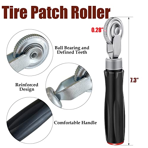 Sutekus Tire Patches Tool Kit Tire Patch Roller and Tire Buffer Wheel Tire Repair Grinding Head Tungsten Steel Buffing Wheel for Air Tire Grinding Polishing Accessories Kit (2Pcs Tools)