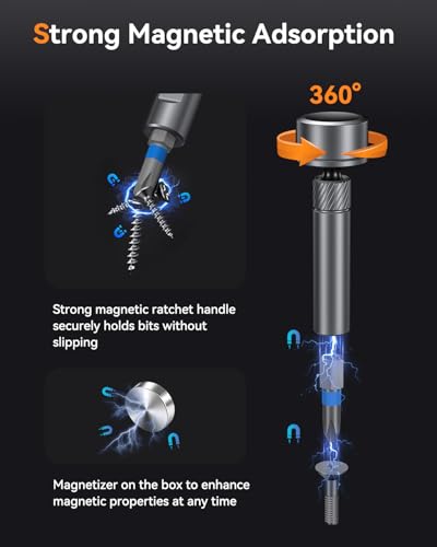 LIFEGOO Ratchet Screwdriver Set: 74 in 1 Magnetic Screwdriver Sets, S2 Steel Bits & Flexible Shaft Suitable for Electronics, Furniture Assembly & Bicycle Repair Tools - size: 74 in 1