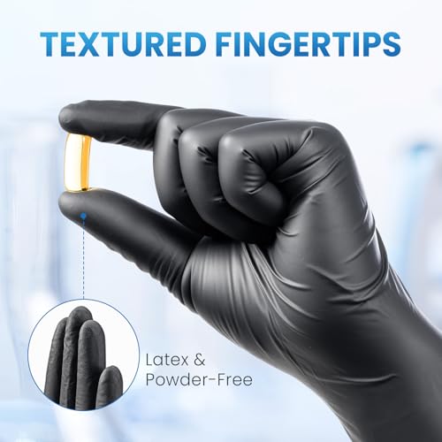 Borje Nitrile Gloves Small, 100 Count Disposable Gloves, Black, Latex & Powder-Free, 6 Mil, Medical Exam, Food Safe, Cooking, Mechanic, Cleaning - size: Small