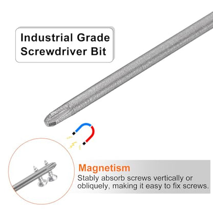 HARFINGTON 5pcs #1 Phillips Screwdriver Bit PH1 1/4" Hex Shank 3" (75mm) Long Magnetic S2 Steel Industrial Grade Screw Driver Bit Cross Head Electric Drill Bits 0.079" (2mm) Rod - size: PH1 x 75mm x 2mm