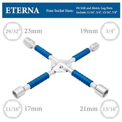 ETERNA Professional 14" Four Way Lug Wrench, Car Wheel Lug Nut Cross Wrench, Universal Heavy Duty Socket Spanner,Carbon Steel Car Tire Repair Tool - color: 14" Four Way Lug Wrench-new