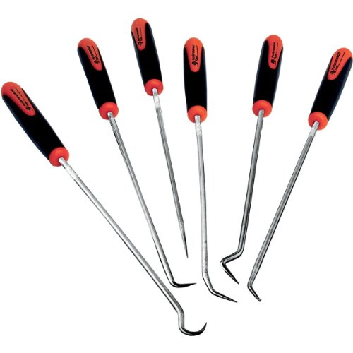Performance Tool W942 Multi-Shaped and Angled Hook and Pick Tool Set for Garages and Workshops, Black, 6 pieces