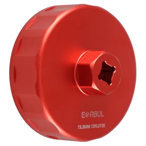 EVRBUL Aluminum Oil Filter Wrench Cap Tool Remover 73.3 mm 15 Flutes Oil Filter Cap Wrench Removal Tool Compatible with Chevy Toyota GM PF46 PF47 PF48 PF48e PF63
