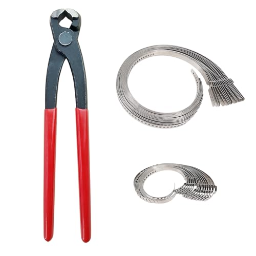 CV Boot Clamp Pliers Tool with 30 Pcs CV Boot Clamp Kit, 15PCS Large and 15PCS Small, Universal Adjustable Axle Clamps Tool Kit