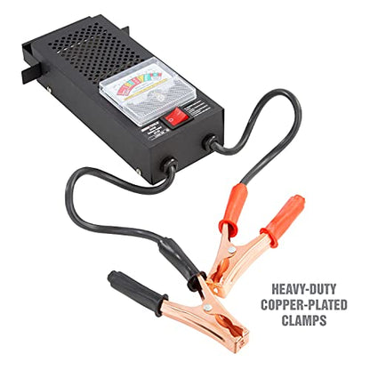 OEMTOOLS 24338 Battery Load Tester, Battery Tester 12V Automotive, Easy-to-Read Car Battery Tester, Heavy Duty Clamps, Shock Resistant Meter, Housed in Sturdy Steel Case - style: 100A Battery Load Tester & Voltage Tester