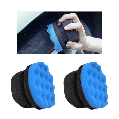 KVAEY 2 PCS Tire Dressing Applicator Pads, Reusable Hex Grip Tire Shine Applicator Polishing Sponge Pads, Wheel Tire Shine Detailing Foam for Most Vehicles, Car Accessories (Blue, 4.33") - color: 2P, Blue, 4.33"