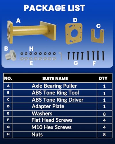 DPTOOL Rear Axle Bearing Puller Removal Install Tool Kit for Toyota | ABS Tone Ring Tool 40mm Bearing Driver with Adapter Plate for 4Runner Hilux Tacoma T100 Tundra