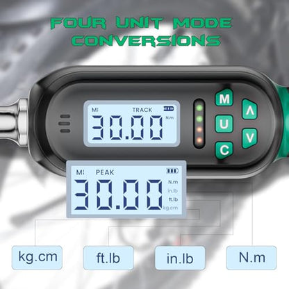 1/4" Drive Digital TorqueWrench, 1.11-22.13 Ft.lb/1.5-30 Nm, Preset Value, Buzzer/LED, ±2% Accuracy, for Gunsmithing, Bike & Motorcycle Maintenance - size: 1.1-22.1 Ft-lb/1.5-30 Nm, style: 1/4-Inch