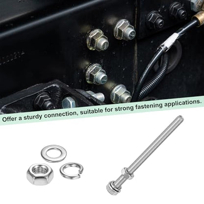 M METERXITY 4-Pack Hex Head Screw Bolt with Nuts Flat & Lock Washers M5x70mm Stainless Steel Bolts and Nuts Kit Fully Threaded Metric Bolt Assortment for Equipment/Machinery - size: M5 x 70mm