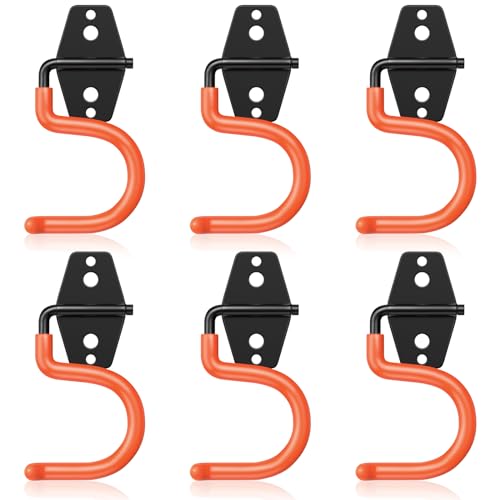 HUPBIPY 6 Pack Metal Garage Hooks, Heavy Duty S Hooks Tool Hangers for Garage Wall, Shed, Garden Storage Organizer - color: Orange S Hook