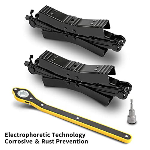 Camper Wheel Chock Stabilizer 2 Sets, Double Speed Heavy Duty Truck RV Tire Scissor Locking X Chock, Camper Accessories for Travel Trailers Tire Chalks, Anti Rust Coating, Fit for 3.5” to 12” - size: Tire Spacing:3.5in-12in