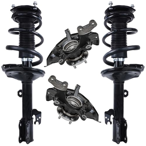Detroit Axle - Front Steering Knuckles Struts for 06-07 Toyota Highlander 04-06 Lexus RX330, 07-09 RX350, 06-08 RX400h, 2 Steering Knuckles & Wheel Bearing Hubs 2 Struts w/Coil Spring Replacement - size: 4QU48630/ Big strut kit