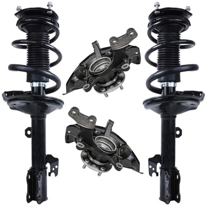 Detroit Axle - Front Steering Knuckles Struts for 06-07 Toyota Highlander 04-06 Lexus RX330, 07-09 RX350, 06-08 RX400h, 2 Steering Knuckles & Wheel Bearing Hubs 2 Struts w/Coil Spring Replacement - size: 4QU48630/ Big strut kit