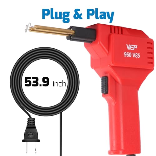 WEP 960-V85 High Power Plastic Welder Kit with LED Lights with 200 Hot Staples and Pliers for Thick Plastic Car Bumper Plastic Welding, Plastic Gas Tank Repair, a Great Automotive Tools for Mechanics