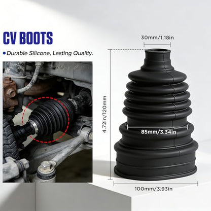 MRCARTOOL CV Boot Kit with 2 Clamps for Ford Toyota Nissan Drive Shaft | Silicone, Heat-Resistant, Cracks Tears Aging Resistant, Fits Audi BMW VW Volvo Mercedes Replacement Ball Head Dust Cover - size: CV Boot