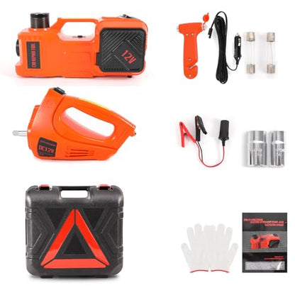 Electric Car Jack Kit 5 Ton 12V Hydraulic Floor Jack with Impact Wrench and Inflatable Pump for SUV Car Emergency Repair Tire Change Kit with LED Light