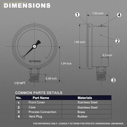 0-100 Psi Fuel Pressure Gauge, 1.5" Dial Size, 1/8" NPT Lower Mount, Stainless Steel Case, Glycerin Liquid Filled, Inline Low Pressure Gauge, for Oil Water Air Pressure Test - size: 0-100 Psi, style: Lower Mount