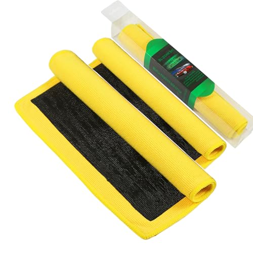 2PACK Clay Towel Auto Detailing, Fine Grade Clay Bar Towel for Auto Detailing, Removes Overspray & Contaminants from Car Paint, Glass, Enhance Gloss, DIY Detail Products (12"x12", Yellow) - color: Yellow
